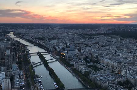 Eiffel tower sunset