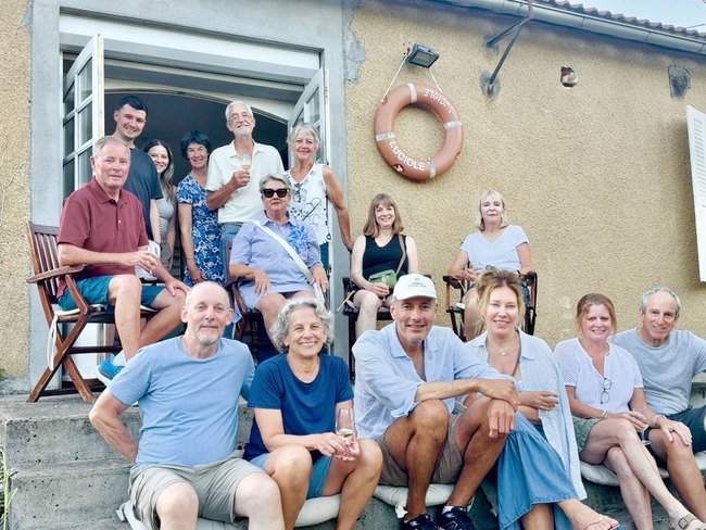 Passengers enjoying apéros at Penny’s place in Fontenille