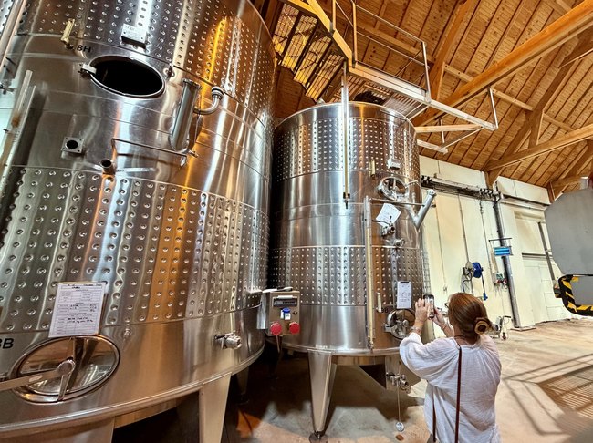 Fermentation tanks during a visit to Chablis