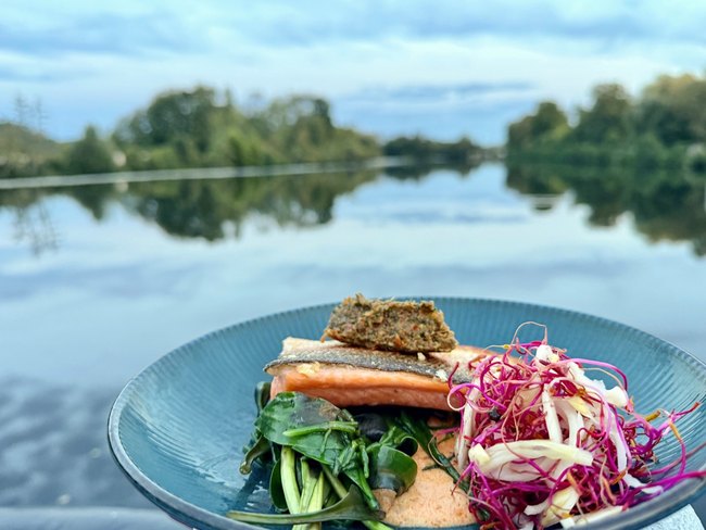 Dinner aboard the Luciole on the River Yonne