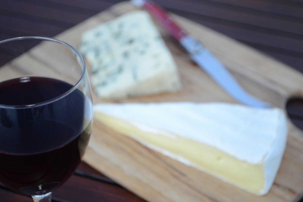 red wine and cheese board