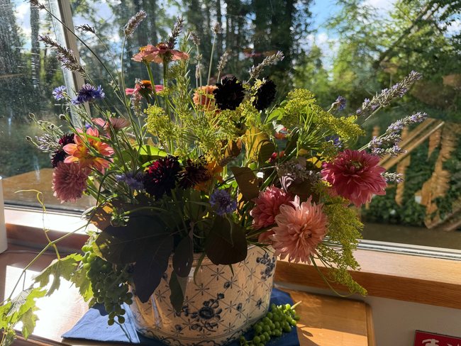 Flowers aboard Hotel Barge Luciole