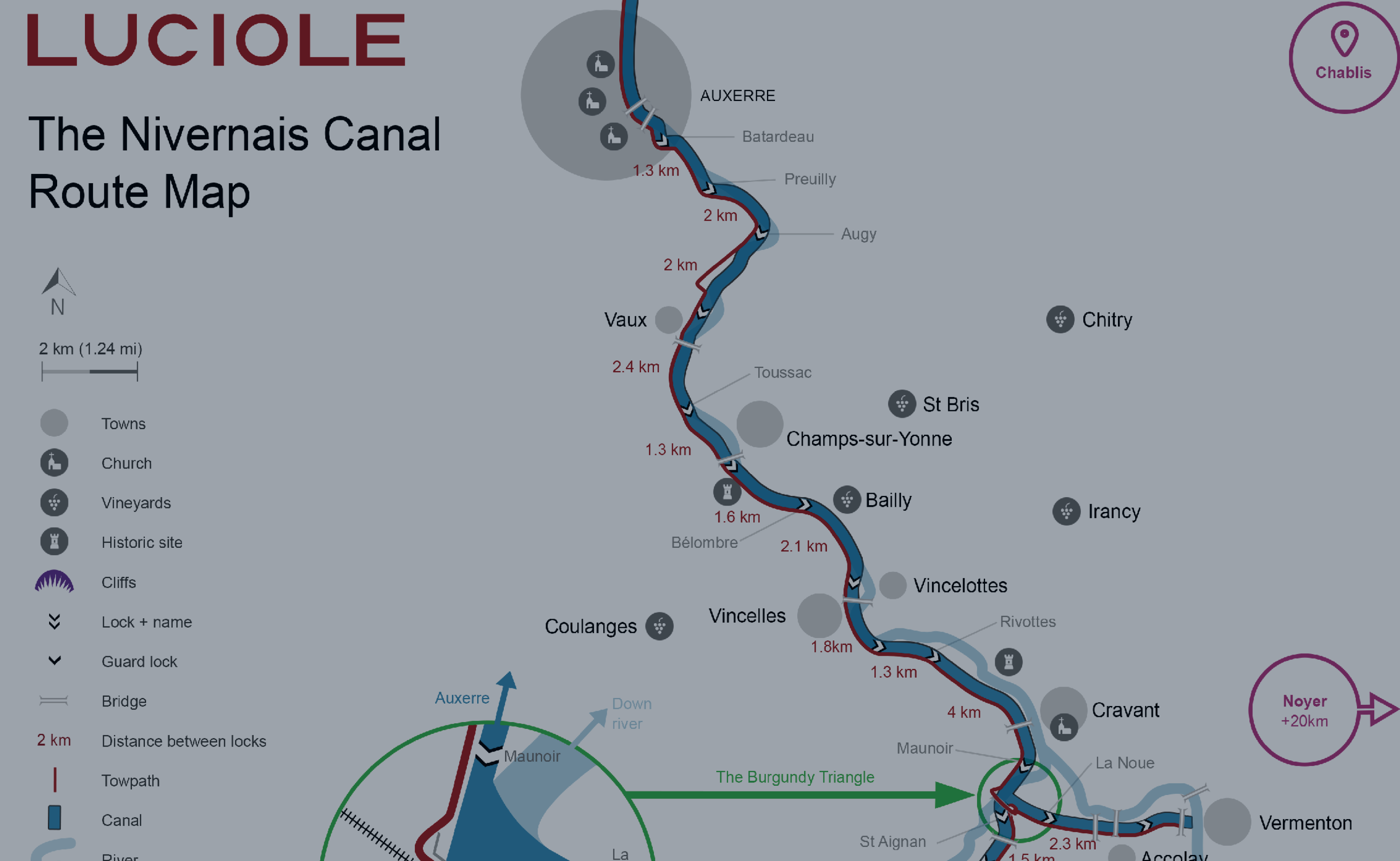 Nivernais canal route map